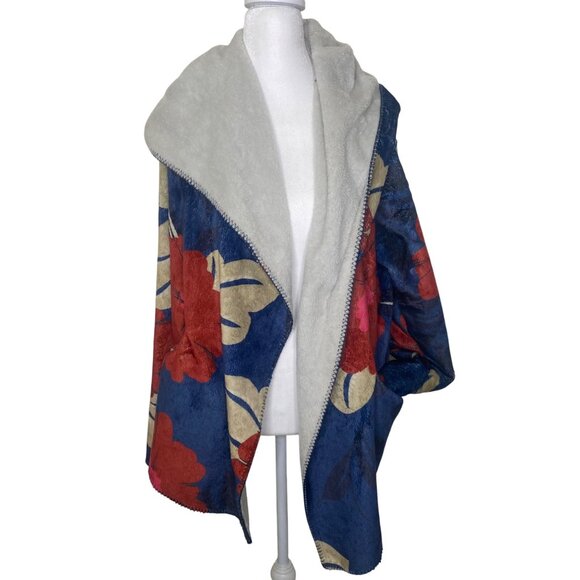 Johnny Was Bya Hooded Jacket Womens M Floral Sherpa Pockets Cozy Comfort - Picture 1 of 13